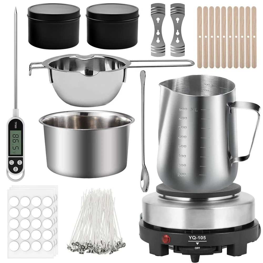 Candle Making Kit - Glintmos DIY Kerzenherstellungsset mit Heizplatte, Kerzenherstellungszubehör