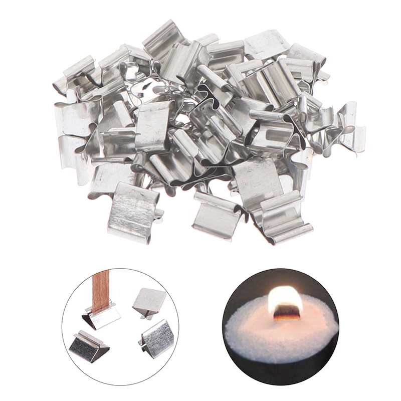 Candle Making Kit - 50 Stück Holz-Kerzendochte mit Basis-Clips, Eisen-Kerzenhalter,